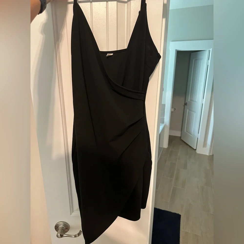 Asymmetrical Black Women's Dress - Picture 3 of 4